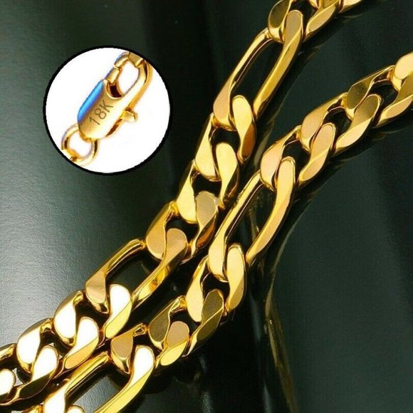 18K Gold Women's Stamped 8mm Link Chain - Picture 4 of 4